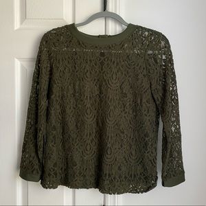 Banana Republic M Olive Sheer Lace Top